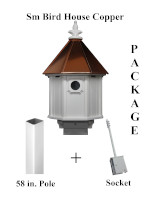 Sm Bird House Copper Package 5ft Post