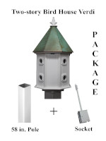 Two-story Bird House Verdigris Package 5ft Post