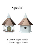 Hanging Bird Feeder & Hanging Bird House Copper Roofs